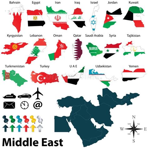 Politische Karte Des Mittlere Ostens Vektor Abbildung Illustration