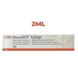 Hosply BD Discardit II Syringe With Needle 23G X 1 2ml 1 Box Of 100