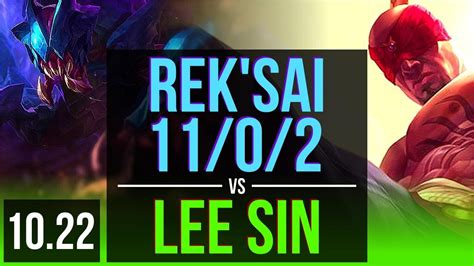 REK SAI Vs LEE SIN JUNGLE 11 0 2 67 Winrate Legendary KR