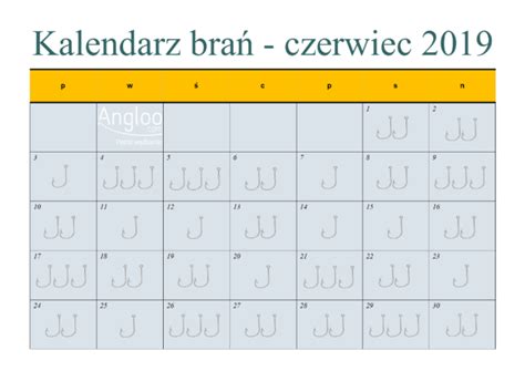 Kalendarz Bra Do Druku Czerwiec Angloo