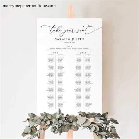 Wedding Banquet Seating Chart Template Classic And Elegant Editable