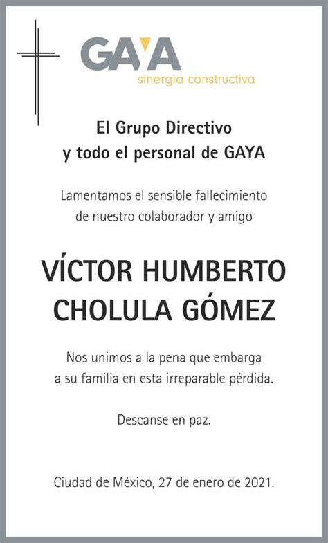 Se Or V Ctor Humberto Cholula G Mez Obituario Esquela