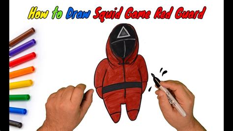 How To Draw Squid Game Red Guard Uniform Youtube