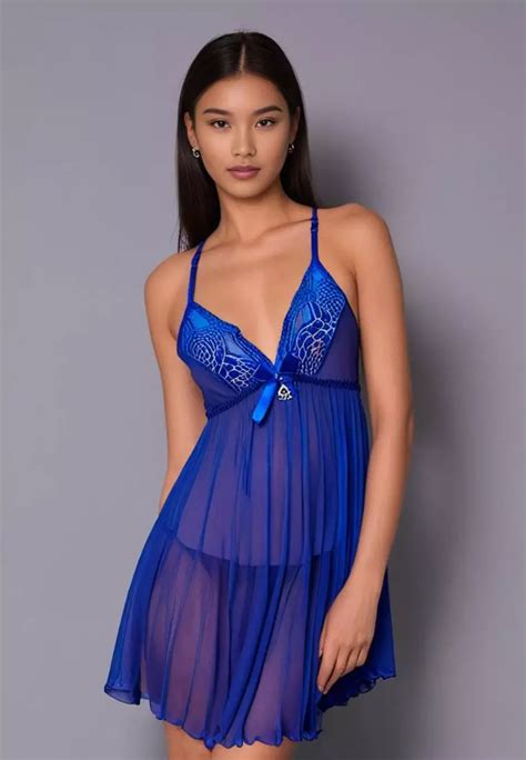 Buy Kiss Tell Premium Willa Lingerie Corset Night Gown Nighties In Blue Online ZALORA