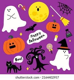 Cute Unicorn Halloween Cartoon Wear Pumpkin Stock Vector Royalty Free