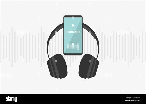 Mobile Smartphone With Podcast App On Screen And Headphones On