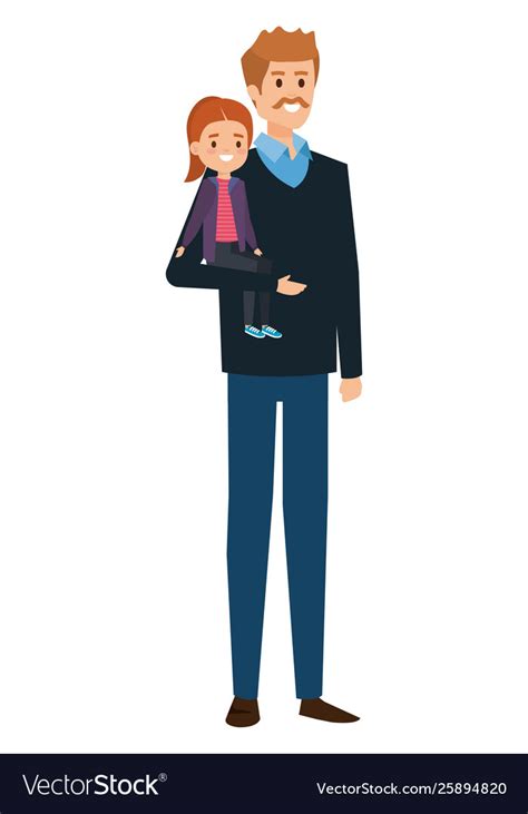 Adult Father With Mustache And Daughter Royalty Free Vector