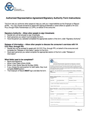 Fillable Online Authorized Representative Agreement Signatory Authority