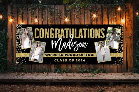 Graduation Vinyl Banner 2024 Custom Graduation Backdrop Personalized Graduation Sign With