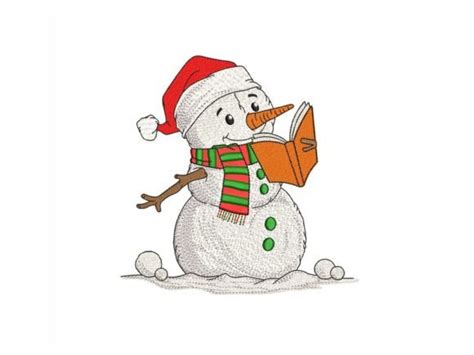 Snowman Reading a Book · Creative Fabrica