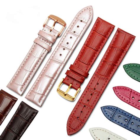 12mm 14mm 16mm 18mm Women Watch Band Red Pink Bracelet Genuine Calf