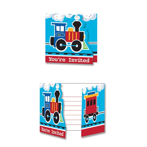 All Aboard Train Party Invitation Cards 8 Ct