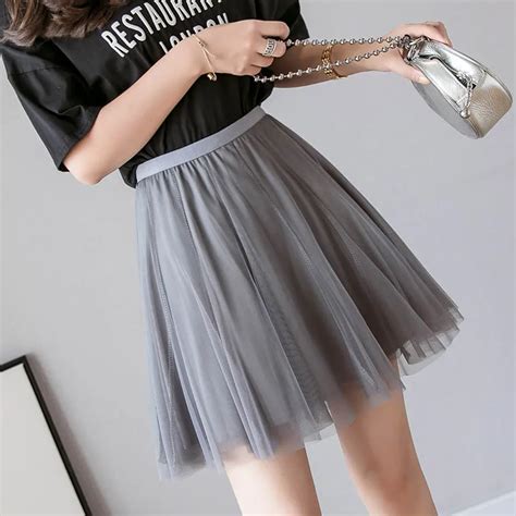 Tingyili Mini Tulle Skirts Womens Black Beige Gray Coffee Pink Short