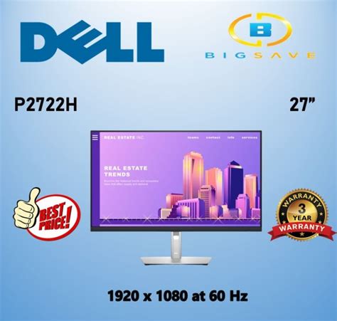 Dell 27 P2722h Full Hd Ips Monitor 1920 X 1080 At 60 Hz Lazada