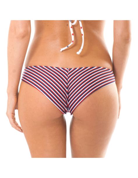 Sports Design Striped Brazilian Bikini Bottom Calcinha Pernambuco