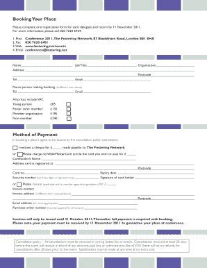 Fillable Online Fostering Conf Booking Form Indd Fax Email Print