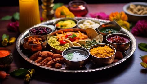 Premium Photo A Detailed Scene Of A Ram Navami Puja Thali Offering Plate