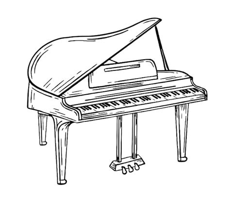 Premium Vector Grand Piano Musical Instrument Style Hand Drawn Vector