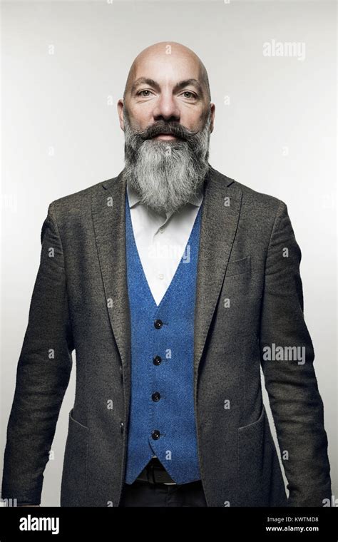 Middle Aged Man With Beard Studio Portrait Stock Photo Alamy