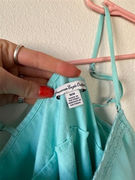 Y2K American Eagle Aqua Blue Coquette Babydoll Tank T Gem