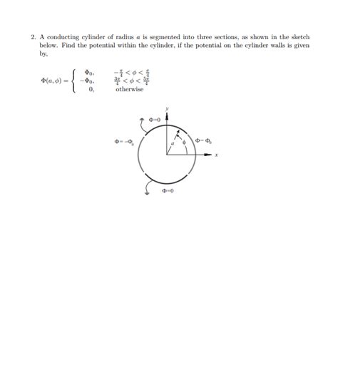 Solved 2 A Conducting Cylinder Of Radius A Is Segmented