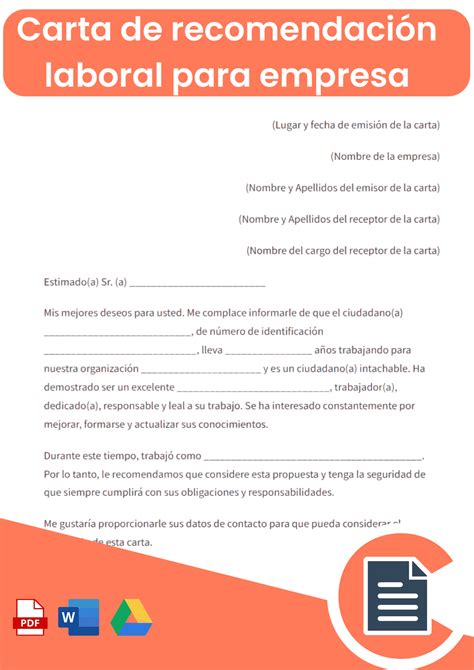 Carta de recomendación para Empresa Online Word Pdf