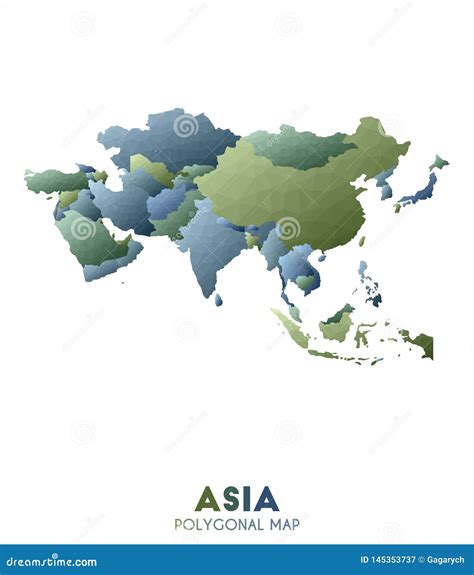 Mapa De sia Baixo Mapa Poli Real Do Continente Do Estilo Ilustração do