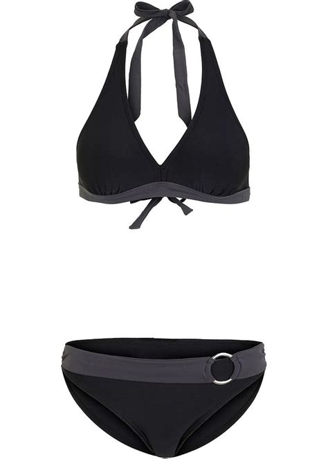 Attraktiver Bikini mit dekorativem Gürtel schwarz grau Damen