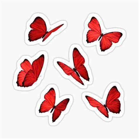 Red Butterflies Pack Sticker For Sale By Digiaesthetics Red Butterfly Stickers Butterfly