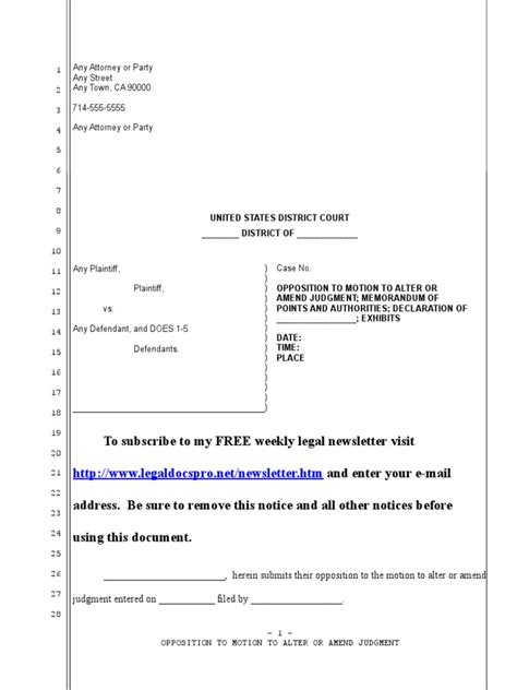 Sample Opposition To Motion To Alter Or Amend Judgment In United States