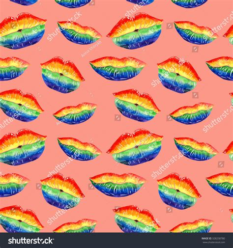 Watercolor Rainbow Colors Lip Kiss Gay Stock Illustration Shutterstock