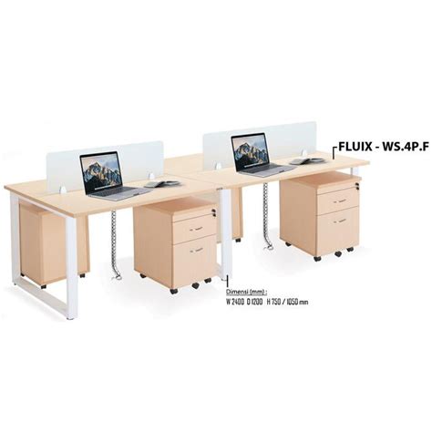 Jual Meja Kerja Kantor 4 Staff Indachi Inco Fluix Uk 240X120X75 105Cm