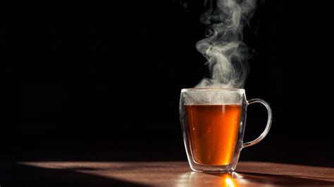 Wallpaper Hot Tea Glass Cup Steam Black Background X Picture Image