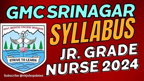 Gmc Srinagar Jr Grade Nurse Syllabus 2024 Gmc Srinagar Syllabus 2024