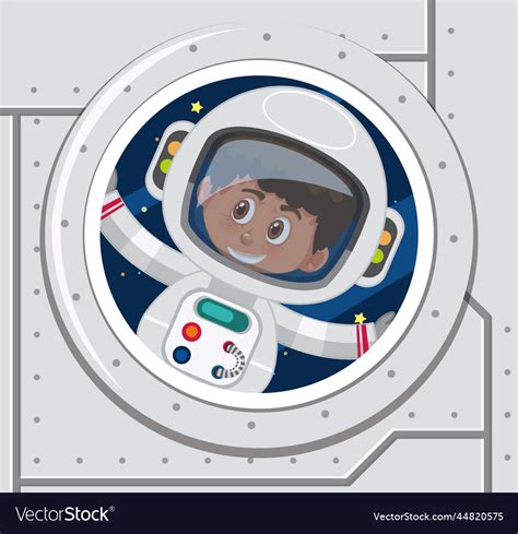 Spaceship Window With Astronaut Royalty Free Vector Image