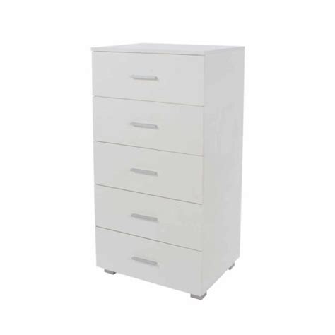 Lido 5 Narrow Tall Chest Of Drawers White Robert Dyas