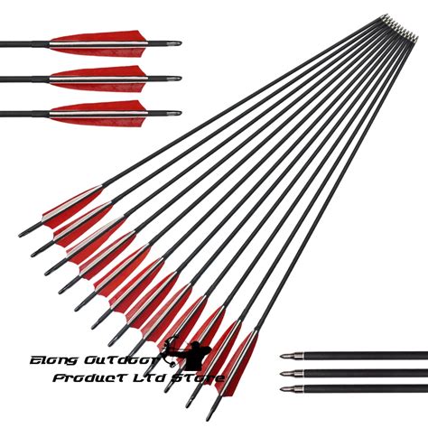 Archery Arrows 400 500 600 Spine Carbon Arrow 4 Real Feather For