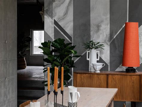 Geometric gray marble wall mural - Nouqoush