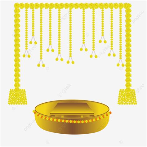 Marigold Wedding Decoration Toran For Haldi And Mehndi Event With Transparent Background Vector ...