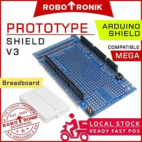 Mega Prototype Proto Shield V W Breadboard Compatible Arduino