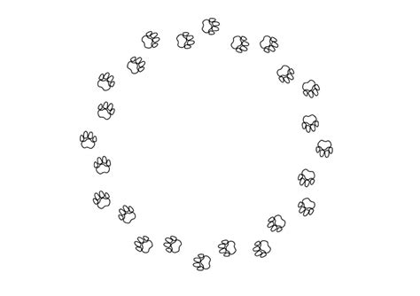 Premium Vector Circular Frame With Contoured Pet Paw Print Vector