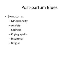 Postpartum Blues By Dr V B Kasyapa J Md Ppt