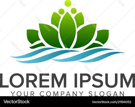 Green Lotus Logo Design Concept Template Vector Image