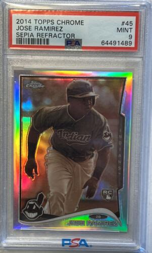 PSA 9 2014 TOPPS CHROME JOSE RAMIREZ SEPIA REFRACTOR 45 ROOKIE RC 75