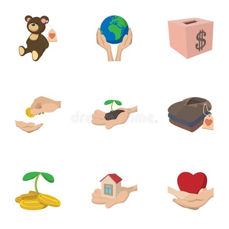 Philanthropy Icons Set Cartoon Style Stock Vector Illustration Of