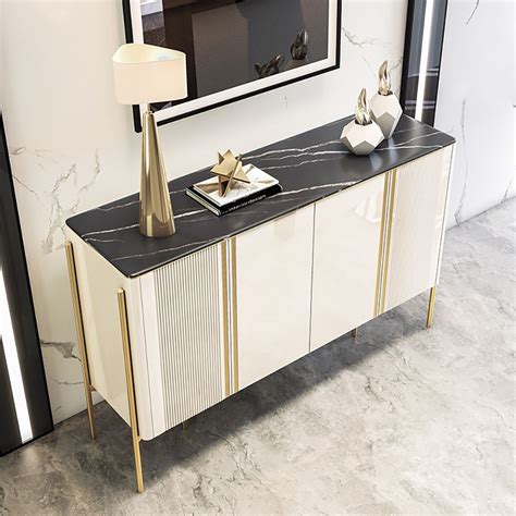 Champagne Luxury Door Sideboard Buffet With Stone Top Modern