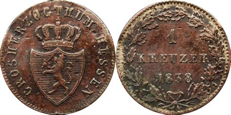 1 Kreuzer Louis II Grand Duchy Of Hessen Darmstadt Numista