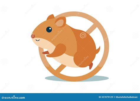 Cartoon Hamster Running In A Wheel Isolated On A White Background Stock