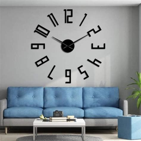 Grand Miroir Num Ros Moderne Diy Grande Horloge Murale Sans Cadre