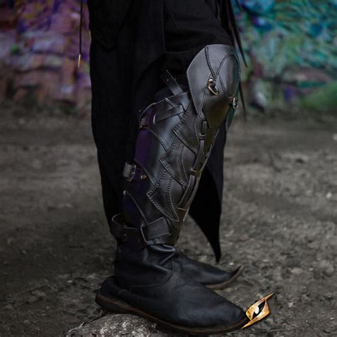 The Larp Store Shadow Greaves For Larp Black Leather